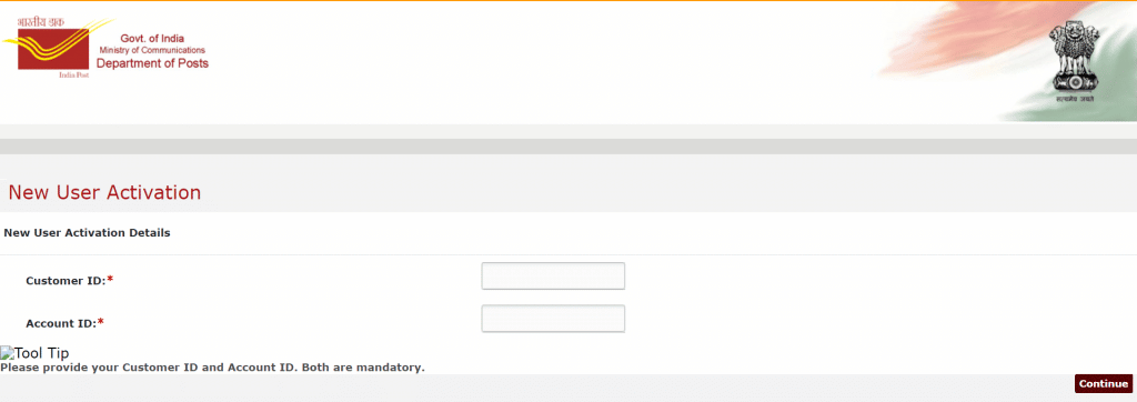 Post Office Account New User Activation Process